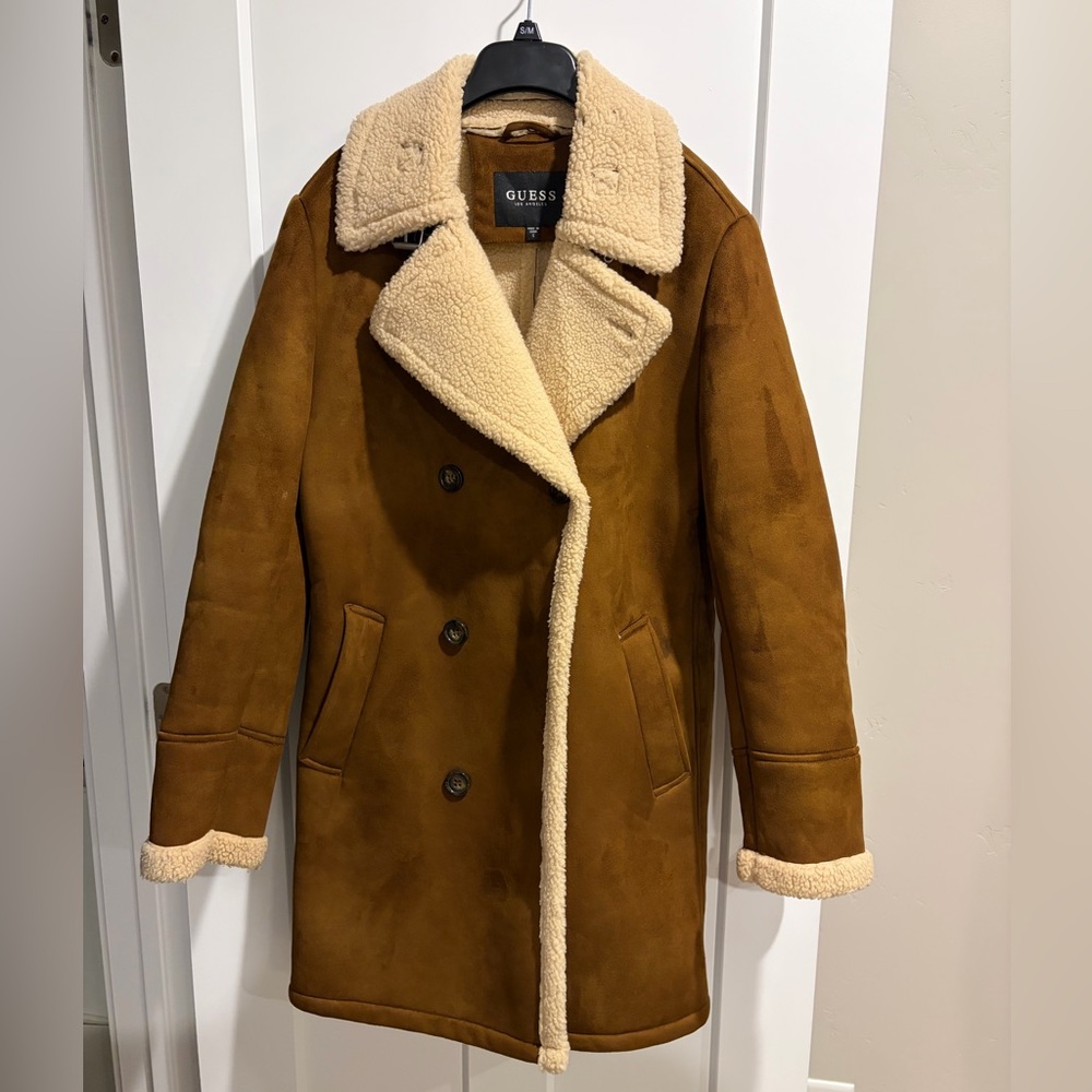 Guess Men's Faux-Shearling Overcoat - Small